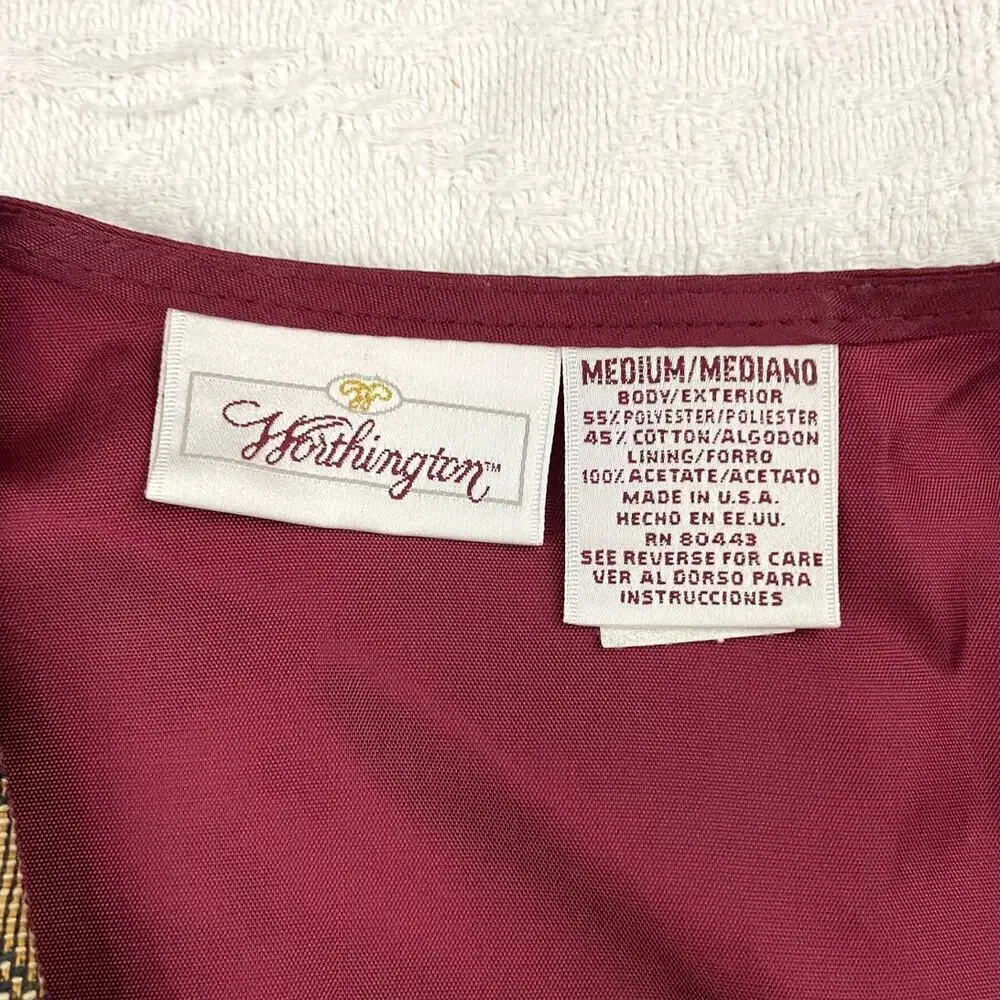 VTG Worthington Burgundy‎ Vest MEDIUM | Square Design | NWT Retro 90s Y2K USA